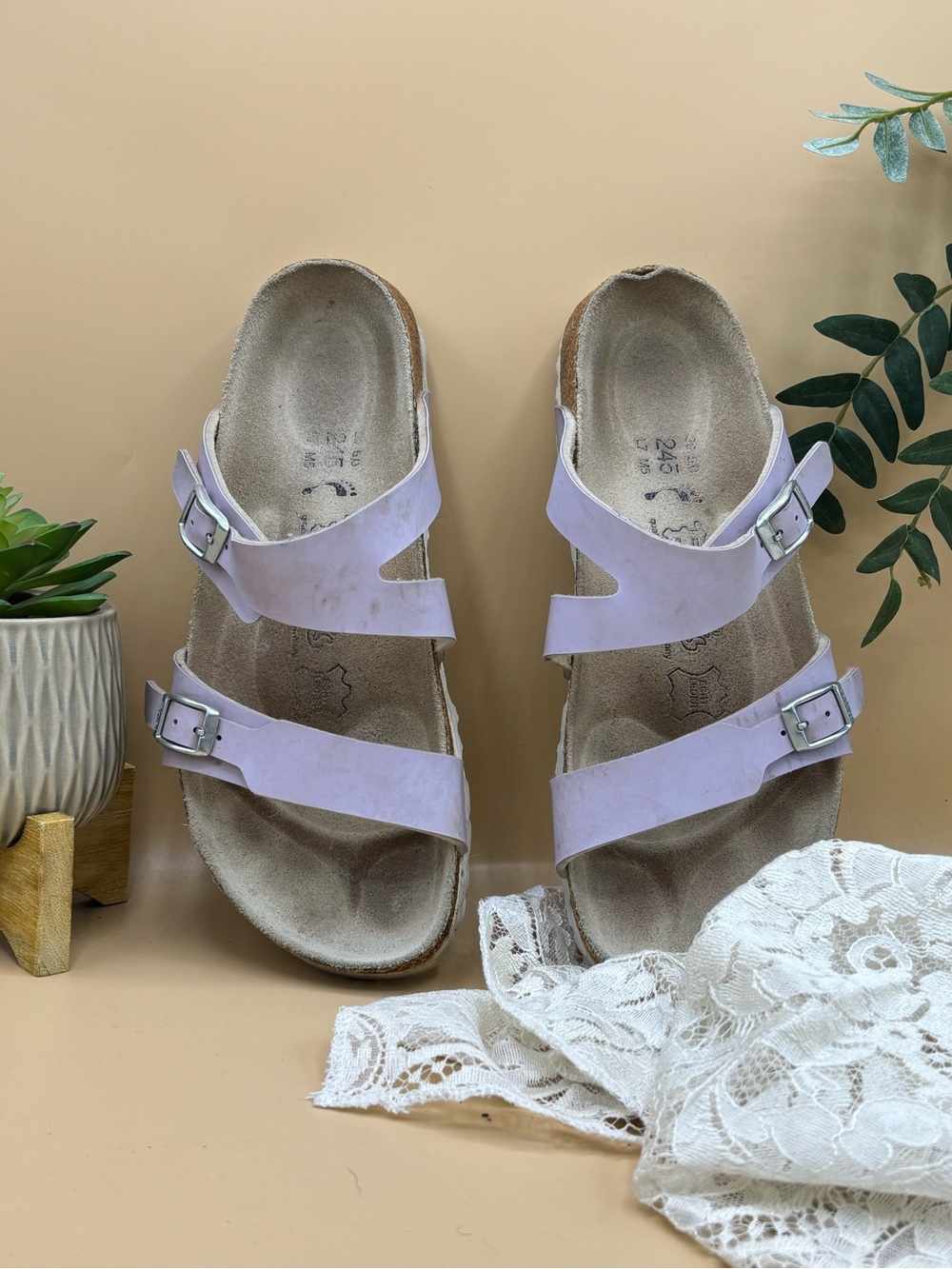 Birki’s by Birkenstock Women’s 7 Lilac Purple Cork Footbed Sandals 245 L7 M5